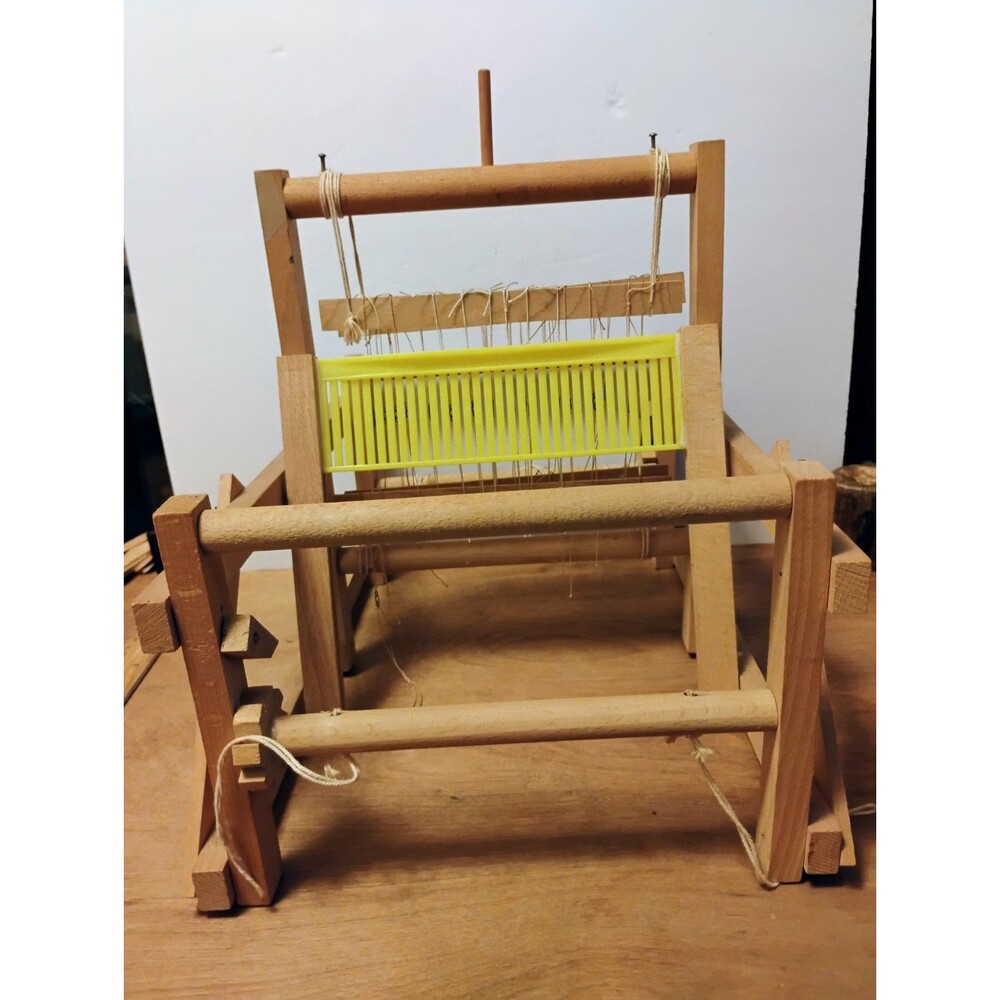 Vintage BRIO Swedish Wooden Tabletop Weaving Loom 2 Shaft Counterbalance Toy